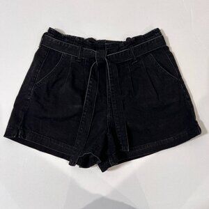American Eagle Outfitters Black Paperbag Waist Jean Shorts